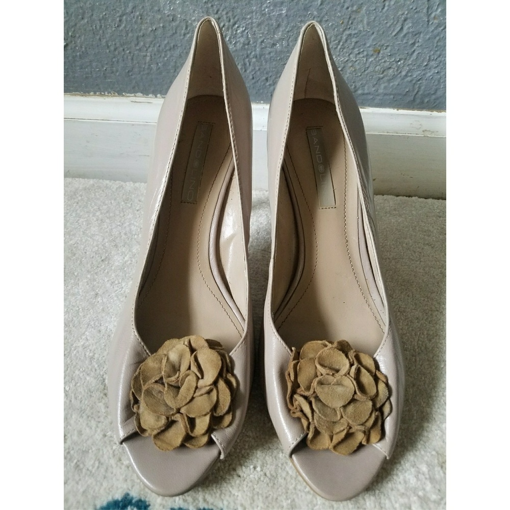 Leather Flower Heels